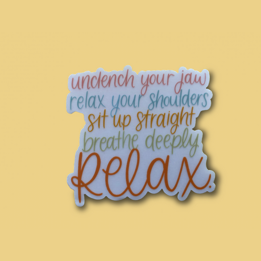 Clear Relax Sticker, 3x3 in.